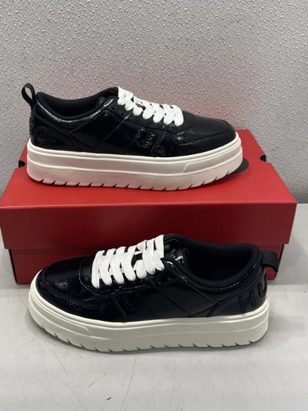 Hugo Trainers In Faux Leather Men's Black Sz.9